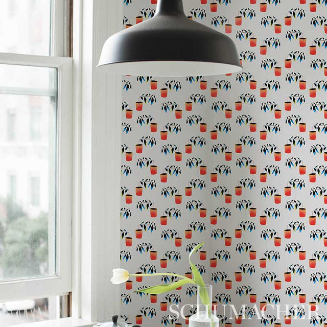 Reaching Out Spectrum Multi by Peg Norriss Playful Botanical Wallpaper – Schumacher 5012710