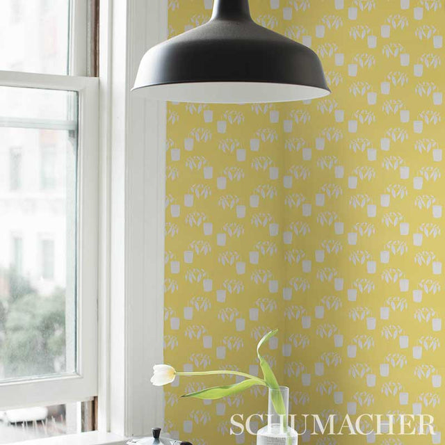 Reaching Out Lemonade by Peg Norriss Modern Botanical Wallpaper – Schumacher 5012711
