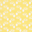Reaching Out wallpaper in Lemonade by Peg Norriss for Schumacher, featuring quirky white potted plants on a yellow background.