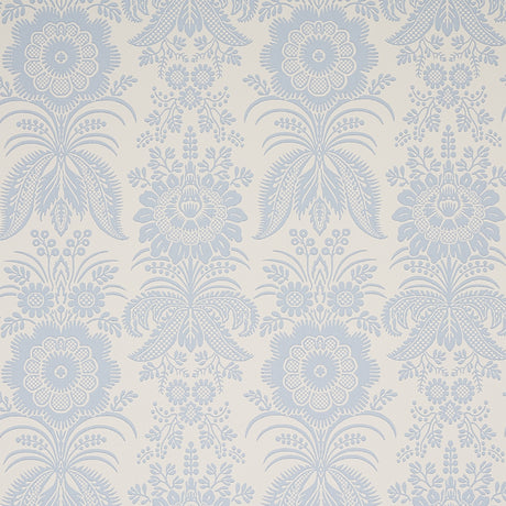 Greta Ivory Damask Floral Surface Print Wallpaper by Schumacher - SKU 5012720