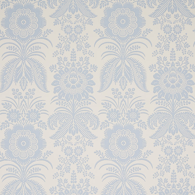 Greta Ivory Damask Floral Surface Print Wallpaper by Schumacher - SKU 5012720