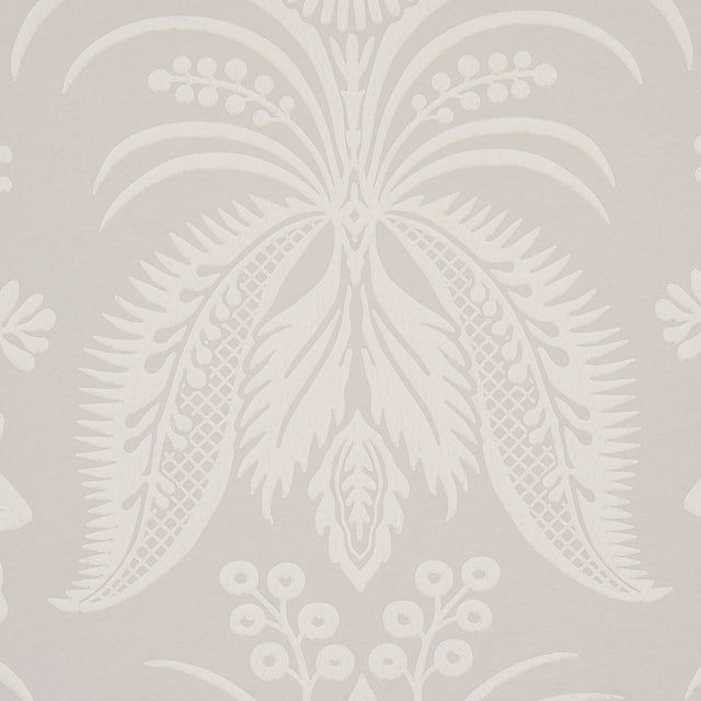 Greta Grey Floral Damask Surface Print Wallpaper by Schumacher – 5012721