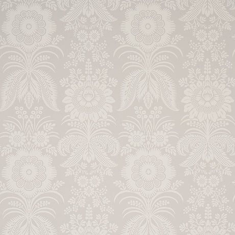 Greta grey floral damask surface print wallpaper by Schumacher, New Traditional collection
