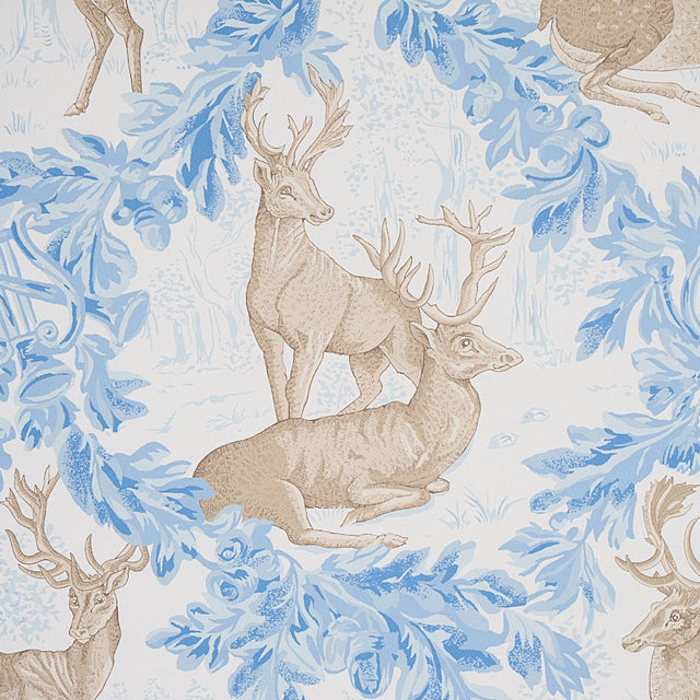 Woburn Meadow Ice by Schumacher Luxe Lodge Collection Rustic Stag Wallpaper – Schumacher 5012730
