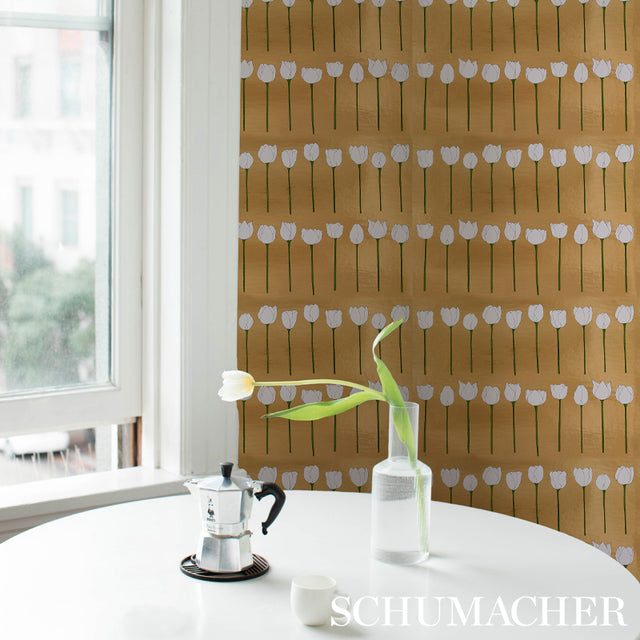 Edie Metallic Glam Gold by Cristina Buckley Metallic Floral Wallpaper – Schumacher 5012740