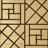 Trellis Metallic wallpaper in Glam Gold by Cristina Buckley for Schumacher, featuring a shiny mylar bamboo fretwork pattern.