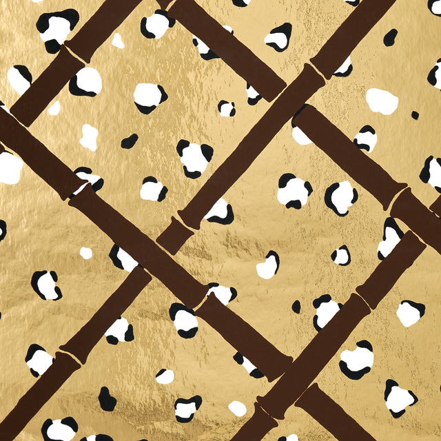 Fancy Beast Metallic Glam Gold by Cristina Buckley Hollywood Regency Leopard Trellis Wallpaper – Schumacher 5012770