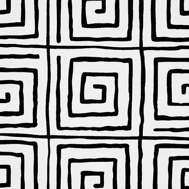 Trousdale Black Greek Key Painterly Wallpaper by Cristina Buckley – Schumacher 5012810