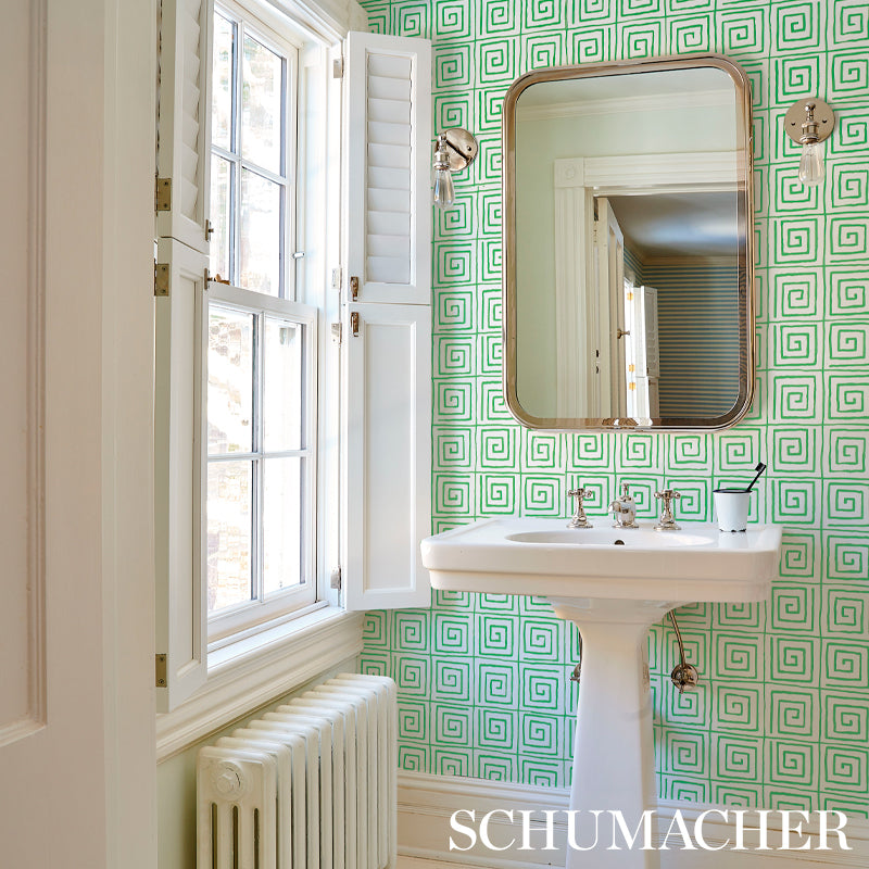 Trousdale Leaf by Cristina Buckley Greek Key Wallpaper – Schumacher 5012811