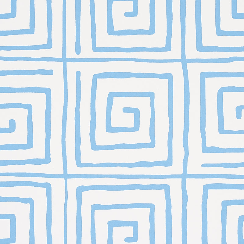 Trousdale Aqua Greek Key Wallpaper by Cristina Buckley – Schumacher 5012812