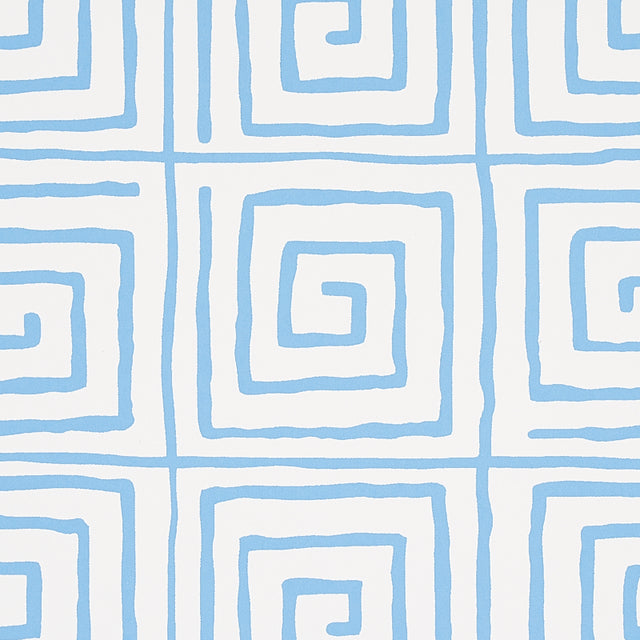 Trousdale Aqua Greek Key Wallpaper by Cristina Buckley – Schumacher 5012812