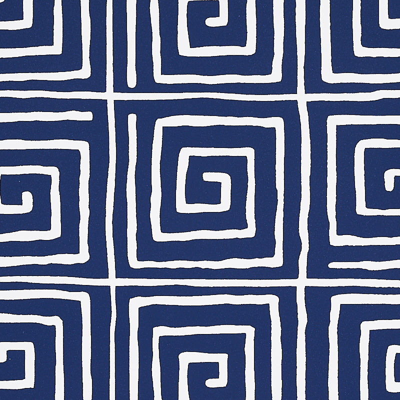 Trousdale Midnight Blue by Cristina Buckley Greek Key Wallpaper – Schumacher 5012813