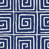 Trousdale Midnight Blue by Cristina Buckley Greek Key Wallpaper – Schumacher 5012813