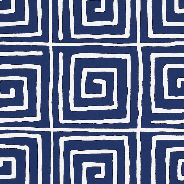 Trousdale Midnight Blue by Cristina Buckley Greek Key Wallpaper – Schumacher 5012813