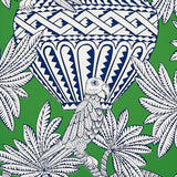 Santarem Green by Schumacher Tropical Palm and Parrot Wallpaper – Schumacher 5012821