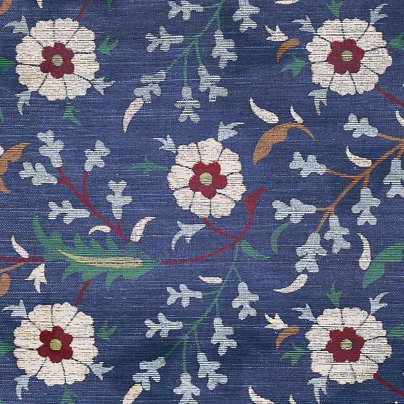 Floralia Sisal Indigo Botanical Wallpaper by Schumacher – Cabana Collection 5012831