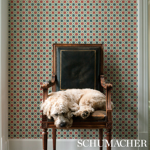 Larissa Ivory Lattice Floral Wallpaper by Schumacher – Cabana Collection 5012840
