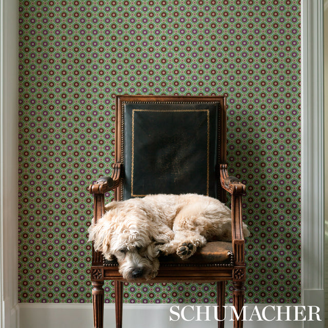 Larissa Jade by Schumacher Lattice Floral Wallpaper – Cabana Collection 5012841