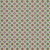 Larissa wallpaper in Jade by Schumacher features an intricate lattice design with folkloric flowers in green, purple, and brown tones.