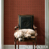 Larissa Burgundy by Schumacher Lattice Floral Wallpaper – Cabana Collection 5012842