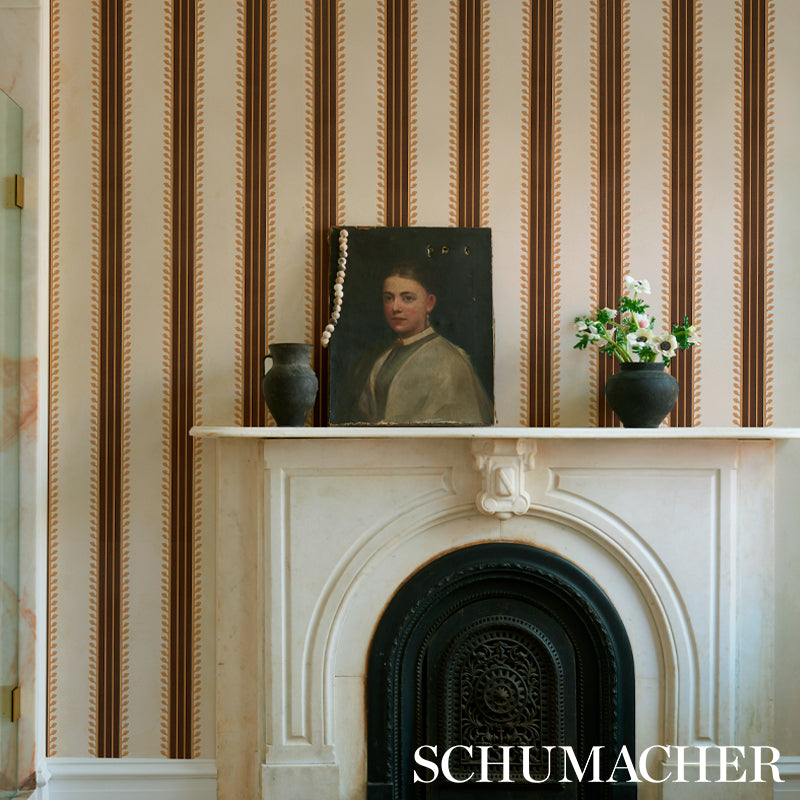 Etruscan Stripe Brown by Schumacher Cabana Collection Washable Wallpaper – Schumacher 5012850