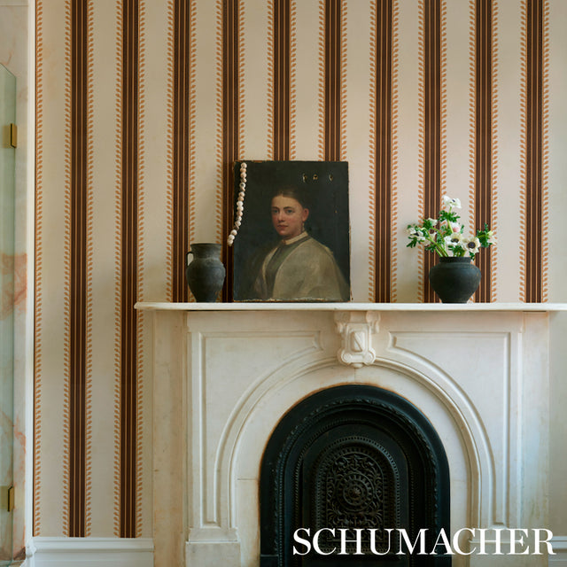 Etruscan Stripe Brown by Schumacher Cabana Collection Washable Wallpaper – Schumacher 5012850
