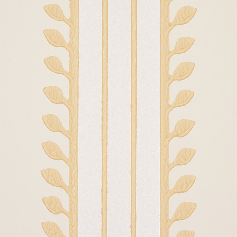 Etruscan Stripe Ivory & Ochre by Schumacher Cabana Collection Wallpaper – Schumacher 5012851