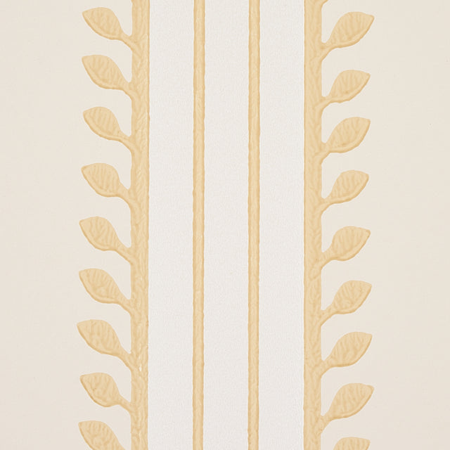Etruscan Stripe Ivory & Ochre by Schumacher Cabana Collection Wallpaper – Schumacher 5012851