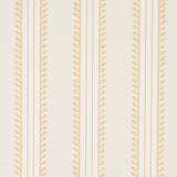 Etruscan Stripe wallpaper in ivory and ochre by Schumacher, featuring multicolored, multiwidth bands and textural details in a classic stripe pattern.