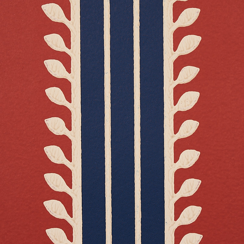 Etruscan Stripe Red & Blue by Schumacher Cabana Collection Wallpaper – Schumacher 5012852