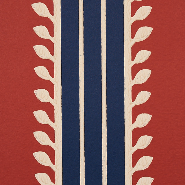 Etruscan Stripe Red & Blue by Schumacher Cabana Collection Wallpaper – Schumacher 5012852