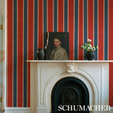 Etruscan Stripe Red & Blue by Schumacher Cabana Collection Wallpaper – Schumacher 5012852
