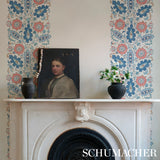 Anatolia Blue & Red Suzani Floral Wallpaper – Cabana Collection by Schumacher 5012870