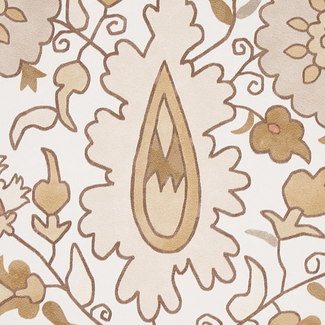 Anatolia Natural by Schumacher Cabana Collection Elegant Suzani Motif Wallpaper – Schumacher 5012871
