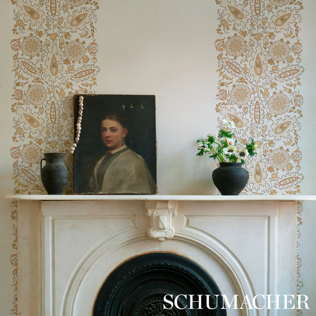 Anatolia Natural by Schumacher Cabana Collection Elegant Suzani Motif Wallpaper – Schumacher 5012871