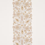 Anatolia wallpaper in natural colorway featuring an elegant, asymmetrical arrangement of stylized leaves and flowers inspired by traditional suzani motifs. Part of the Cabana collection by Schumacher.
