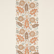 Anatolia Autumn wallpaper by Schumacher features a stylized suzani-inspired floral and leaf pattern in warm autumnal tones, part of the Cabana collection.