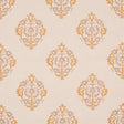 Constantine wallpaper in natural and ocher by Schumacher, featuring a stylized stripe pattern inspired by antique embroidery with subtle irregularities and mottled tones.