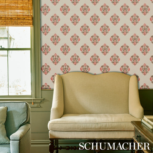 Constantine Jasper by Schumacher Cabana Collection Damask Stripe Wallpaper – Schumacher 5012881