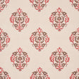 Constantine wallpaper in Jasper by Schumacher, featuring a stylized block print-inspired damask pattern in red and brown tones on a neutral background.