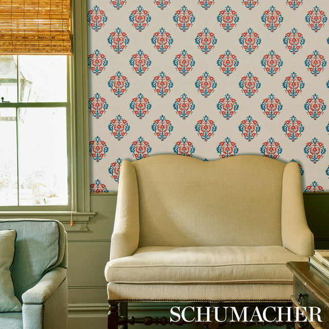 Constantine Red & Blue by Schumacher Cabana Collection Wallpaper – Schumacher 5012882