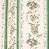 Elena Paisley Stripe Green by Schumacher Cabana Collection Wallpaper – Schumacher 5012890