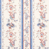 Elena Paisley Stripe blue gravure-printed wallpaper with intricate paisley and stripe pattern from Schumacher Cabana collection
