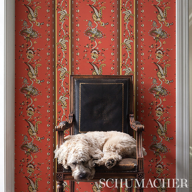 Elena Paisley Stripe Pompeii by Schumacher Cabana Collection Gravure-Printed Bohemian Wallpaper – 5012892