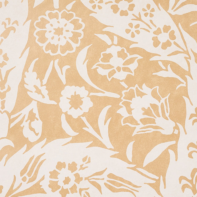 Saz Paisley Ochre by Schumacher Large-Scale Paisley Wallpaper – Cabana Collection 5012900