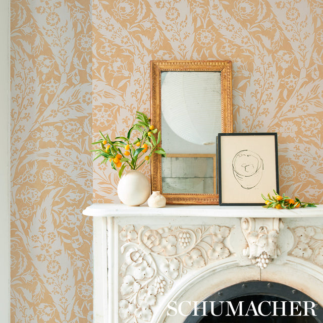 Saz Paisley Ochre by Schumacher Large-Scale Paisley Wallpaper – Cabana Collection 5012900