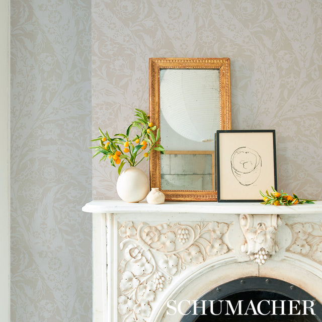 Saz Paisley Ivory by Schumacher Cabana Collection Wallpaper – 5012901