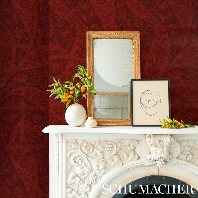 Saz Paisley Burgundy by Schumacher Cabana Collection Large-Scale Paisley Wallpaper – 5012902