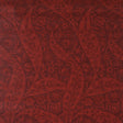 Saz Paisley wallpaper in burgundy by Schumacher, large-scale two-tone paisley pattern, Cabana collection, styled in interior setting.