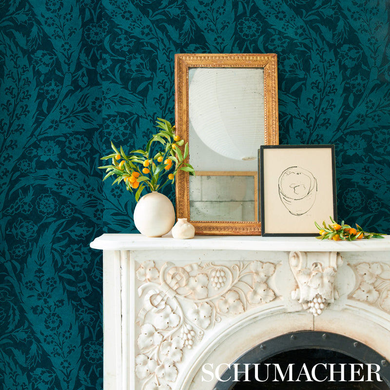 Saz Paisley Peacock by Schumacher Cabana Collection Large-Scale Paisley Wallpaper – 5012903